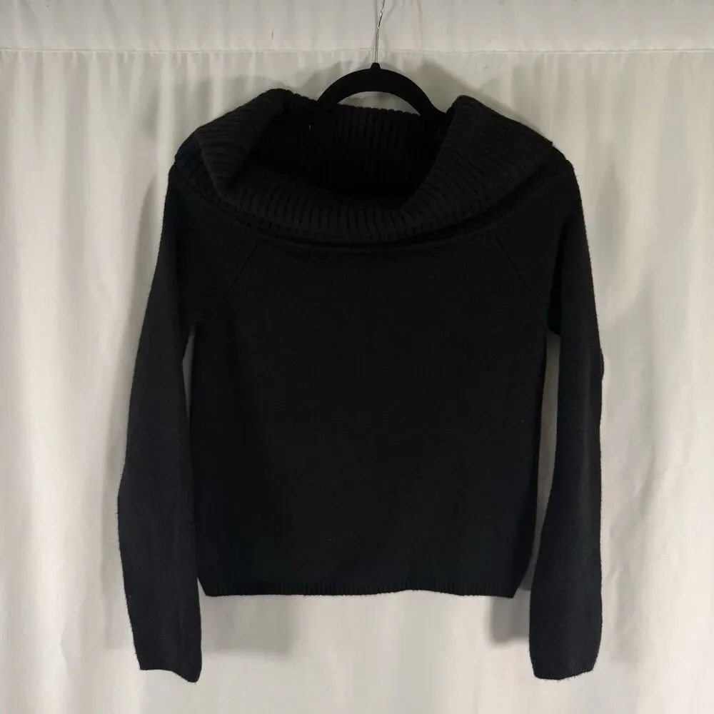 New Old Navy Sweater Women's Small Black Cowl Neck Off The Shoulder Knit